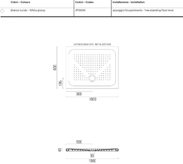 H4 100x80 - Ceramic shower tray by GSI ceramica - view 3